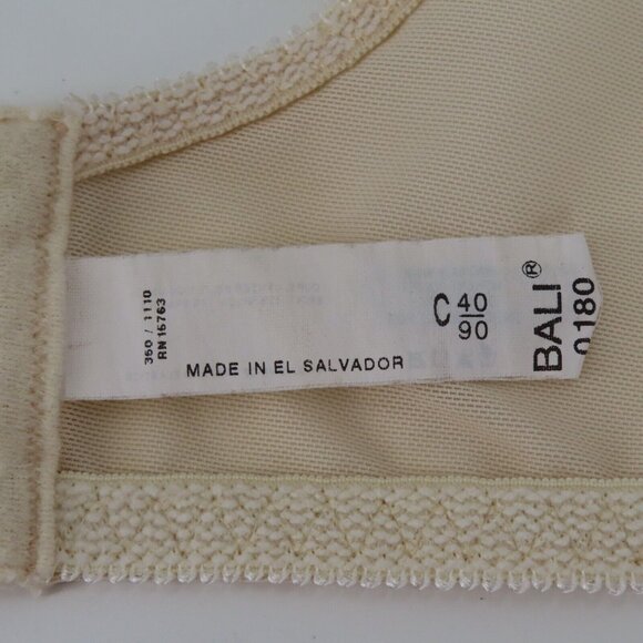 Bali 40C 0180 Full Coverage Ivory Embroidered Flowers Underwire Bra No Padding - Picture 10 of 13